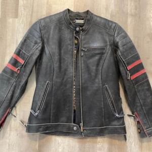 Women's Distressed Brown Leather Motorcycle Jacket